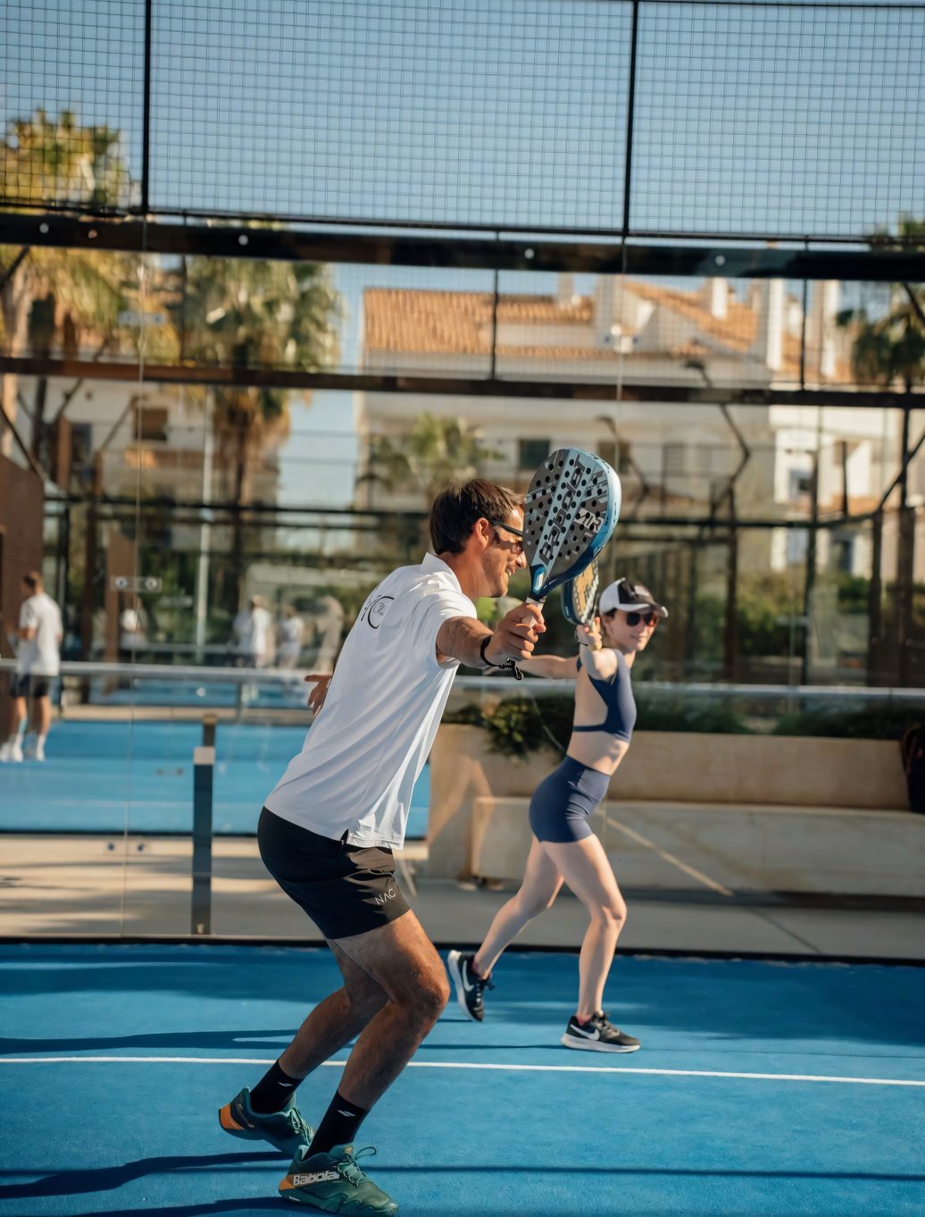 A coaching session on court